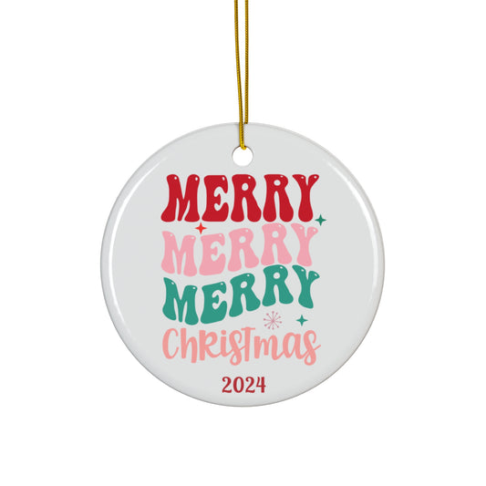 Festive Ceramic Ornament | Merry Christmas Decor | Holiday Keepsake | Personalized Gift | Tree Decoration | 2024