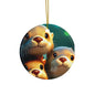 Adorable Otter Family Ceramic Ornament - Perfect for Holiday Decor