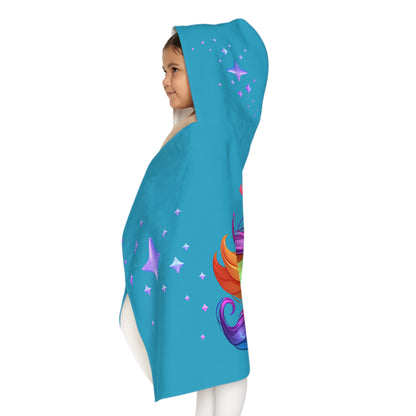 Unicorn Youth Hooded Towel, Cute Bath Towel, Kids Swim Towel, Rainbow Gifts, Toddler Waterwear, Cute Animal Towel - Turquoise