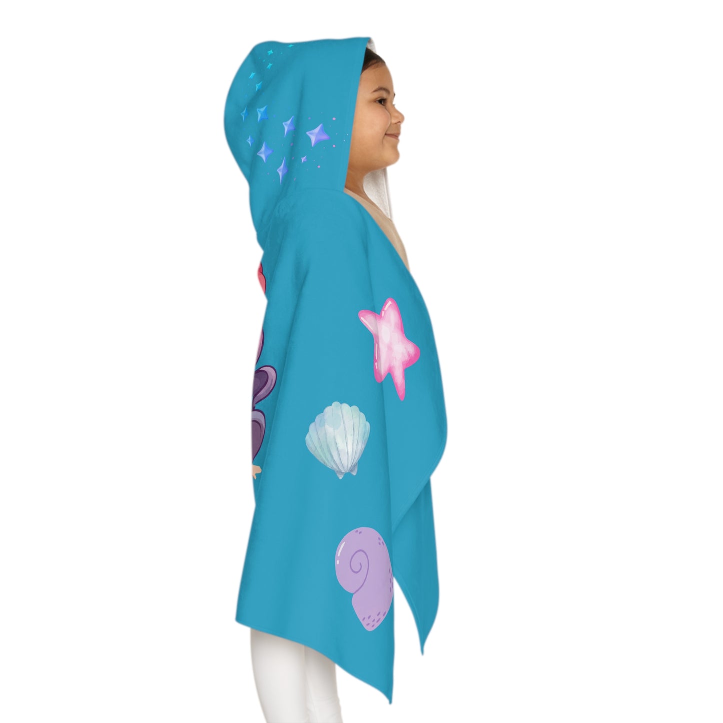Mermaid Ocean Vibes Youth Hooded Towel, Fun Beach Towel, Perfect for Pool Days, Kids Gift, Mermaid, Sea Creature Theme