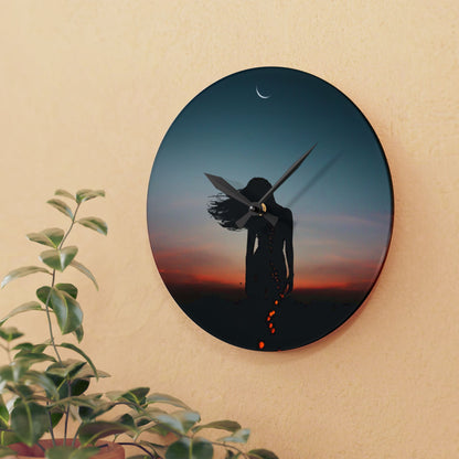 Moon Goddess Serene Acrylic Wall Clock | Home Décor for Dreamy Spaces, Unique Gift for Nature Lovers, Ideal for Weddings or Housewarmings
