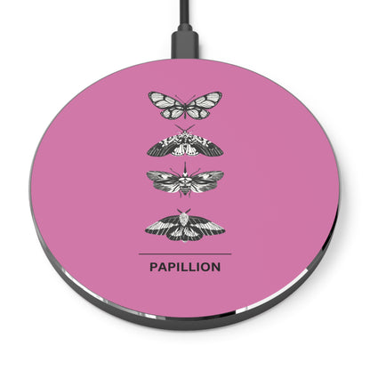 Papillon Butterfly Pink Wireless Charger, Fast Charging Pad, Floral Phone Stand, Unique Gift, Home Office Decor, Eco-Friendly