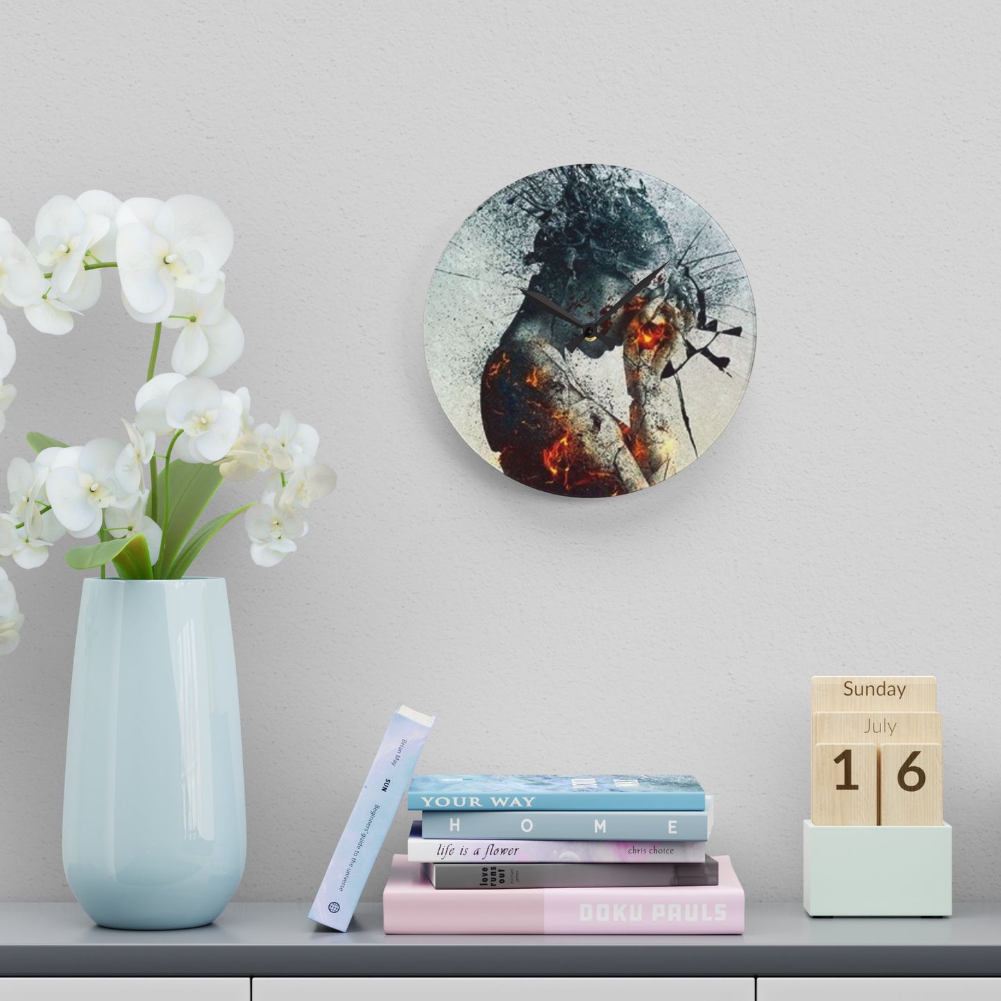 Introspection Artistic Acrylic Wall Clock, Modern Home Decor, Unique Gift for Art Lovers,  Timeless Style, Motivational Wall Decor