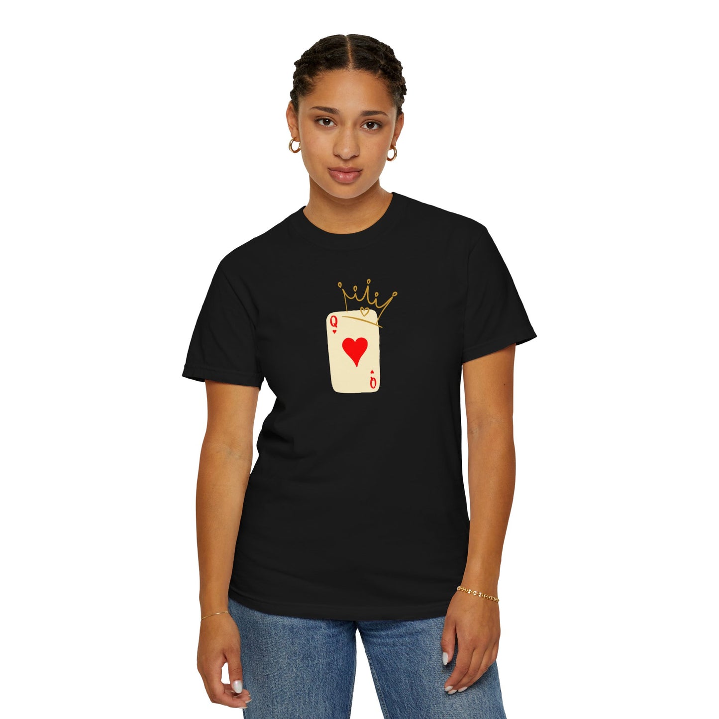 Queen of Hearts T-Shirt, Casual Love Tee, Game Night Apparel, Gift for Card Players, Vintage Style Unisex Shirt, Heart Design Clothing