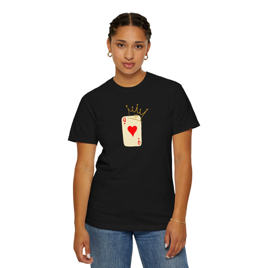 Queen of Hearts T-Shirt, Casual Love Tee, Game Night Apparel, Gift for Card Players, Vintage Style Unisex Shirt, Heart Design Clothing