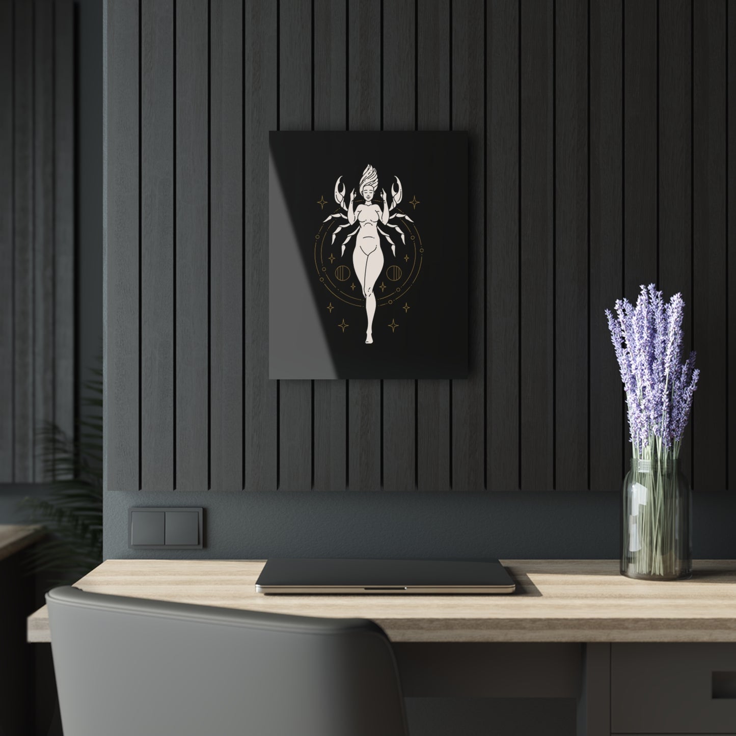 Cancer Zodiac Devine Femine Astrological Acrylic Art Print - Zodiac Decor, Wall Art, Home Office Gift, Astrology Wall Hanging