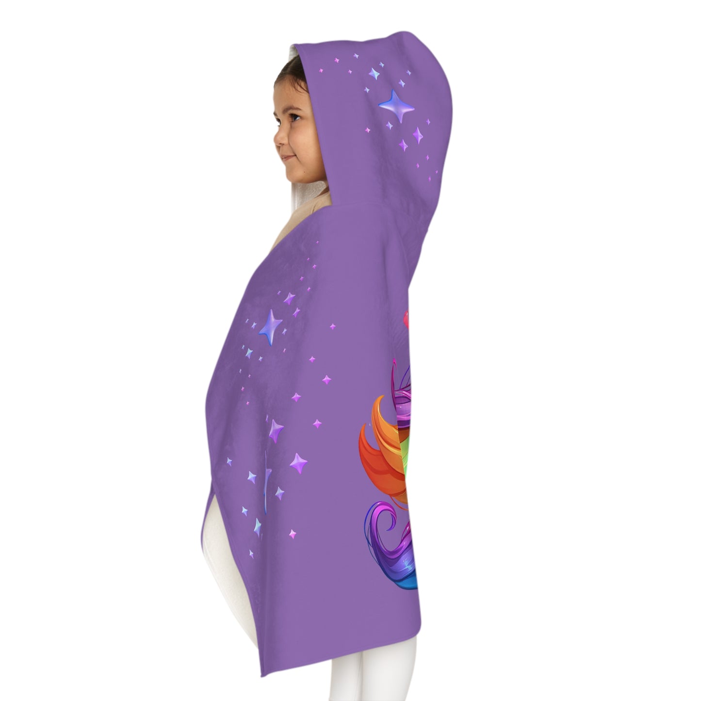 Purple Unicorn Youth Hooded Towel, Cute Bath Towel, Kids Swim Towel, Rainbow Gifts, Toddler Waterwear, Cute Animal Towel