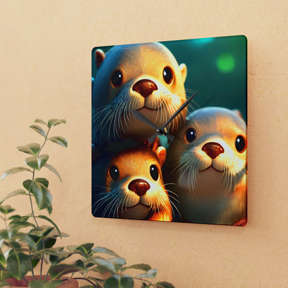 Cute Otter Acrylic Wall Clock, Adorable Home Décor, Unique Gift for Animal Lovers, Kids Room, Nature Enthusiasts, Birthday Decor