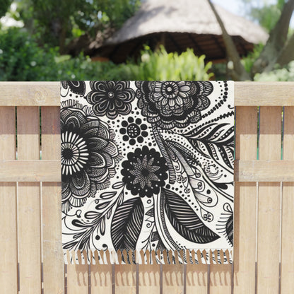 Boho Beach Towel, Floral Beach Cover-up, Bohemian Towel for Summer, Beach Gift for Her, Travel Towel for Vacation