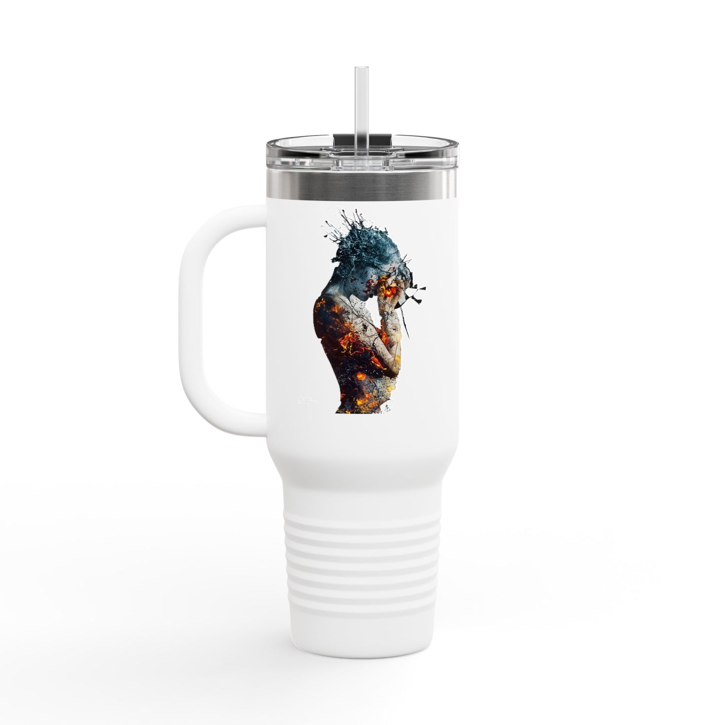 Artistic Insulated Travel Mug, 40oz - Colorful Design, Perfect for Coffee Lovers, Travel, Gifts, Camping, Outdoors, Stylish Hydration
