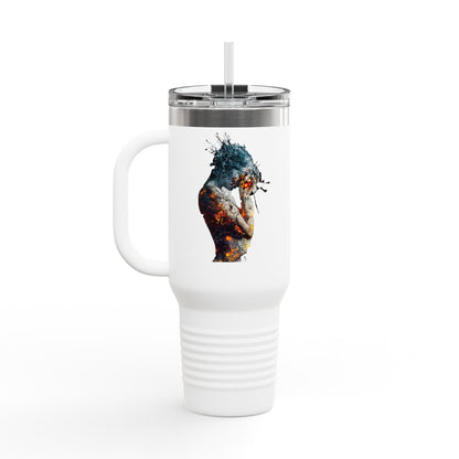Artistic Insulated Travel Mug, 40oz - Colorful Design, Perfect for Coffee Lovers, Travel, Gifts, Camping, Outdoors, Stylish Hydration