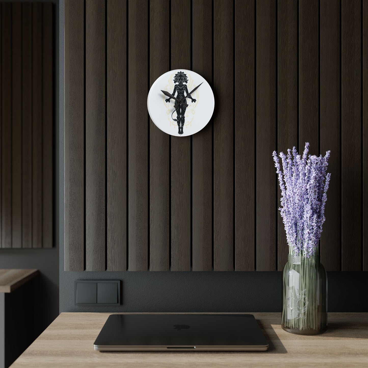 Leo Zodiac Mystical Goddess Acrylic Wall Clock - Art Deco Home Decor, Unique Wall Art, Living Room Decor, Gift for Her, Modern Timepiece