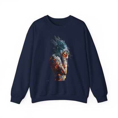Introspective Artistic Nature-Inspired Crewneck Sweatshirt - Cozy Unisex Gift, Art Lover Sweatshirt, Casual Wear, Unique Gift for Her/Him