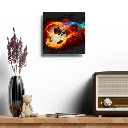 Flaming Soccer Acrylic Wall Clock - Perfect for Sports Fans, Gift for Soccer Lovers, Decorative Wall Art, Kids Room, Game Day Decor