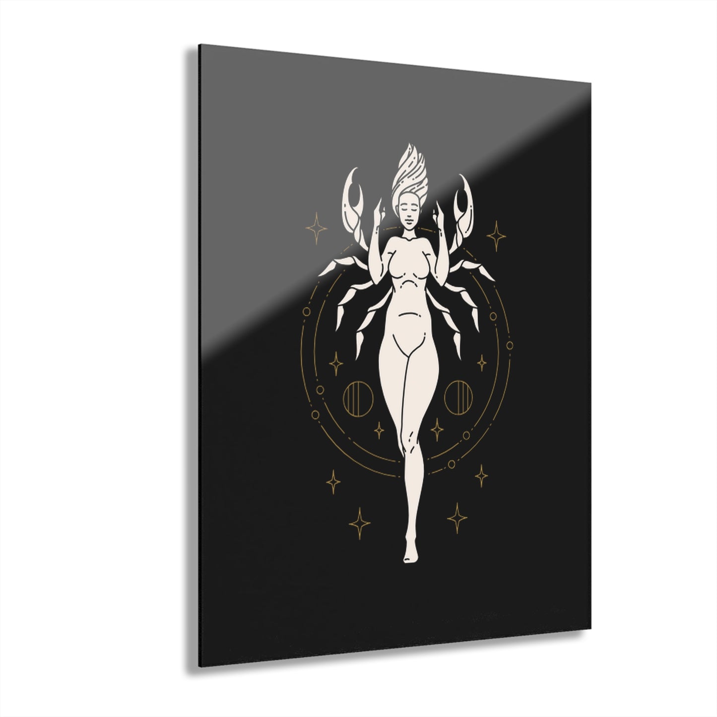 Cancer Zodiac Devine Femine Astrological Acrylic Art Print - Zodiac Decor, Wall Art, Home Office Gift, Astrology Wall Hanging