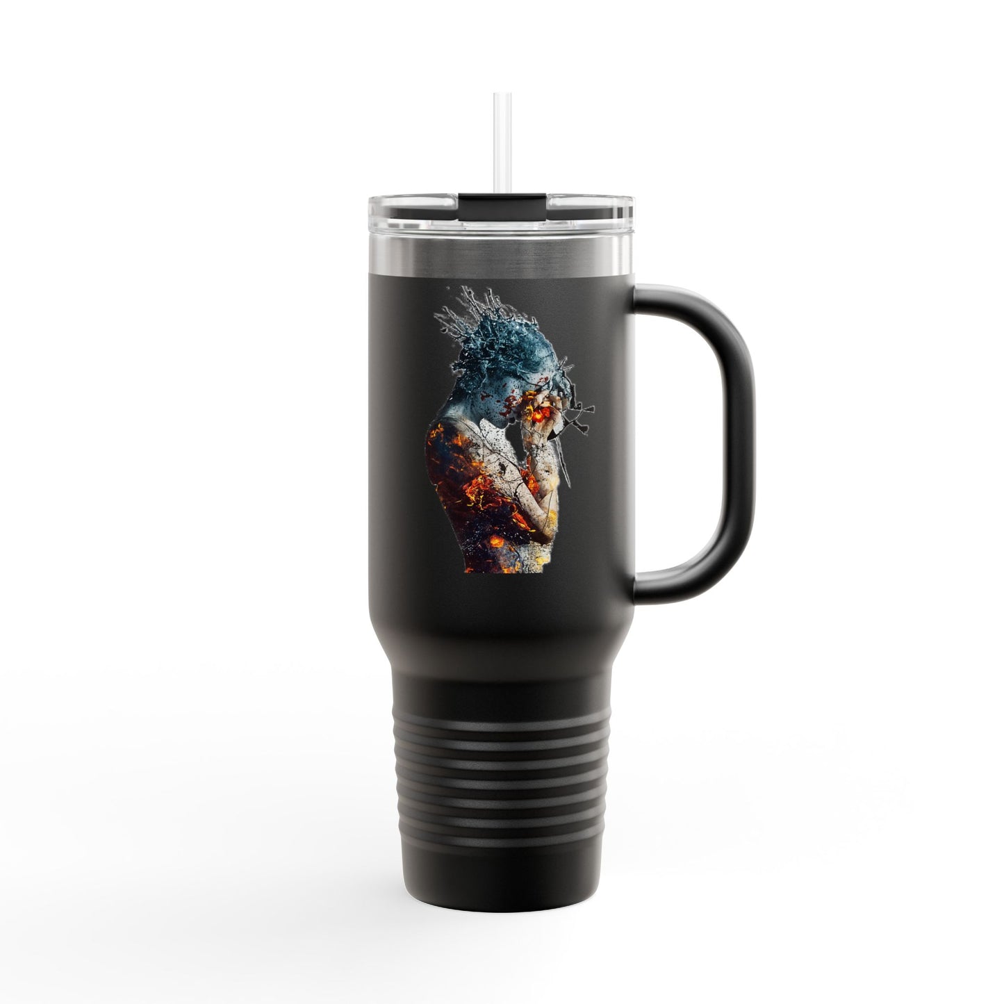 Artistic Insulated Travel Mug, 40oz - Colorful Design, Perfect for Coffee Lovers, Travel, Gifts, Camping, Outdoors, Stylish Hydration
