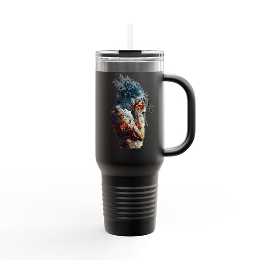 Artistic Insulated Travel Mug, 40oz - Colorful Design, Perfect for Coffee Lovers, Travel, Gifts, Camping, Outdoors, Stylish Hydration