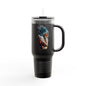 Artistic Insulated Travel Mug, 40oz - Colorful Design, Perfect for Coffee Lovers, Travel, Gifts, Camping, Outdoors, Stylish Hydration