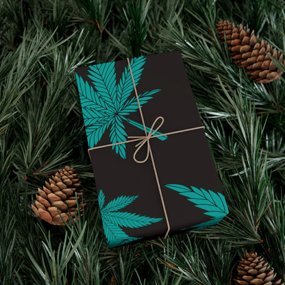 Stylish Cannabis Gift Wrap Papers, Perfect for Birthdays, Holidays, Eco-Friendly Wrapping, Stoner Gift Ideas, Unique Wrap - Black & Green