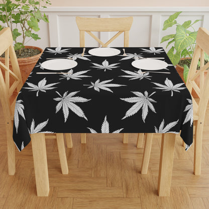 Modern Leaf Pattern Tablecloth, Bohemian Decor, Cannabis Theme, Party Table Cover, Unique Dining Experience, Gift for Herb Lovers, Outdoor