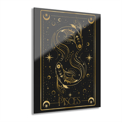 Pisces Zodiac Acrylic Print, Zodiac Wall Art, Horoscope Decor, Elegant Home Decor, Astrology Gift, Modern Wall Hanging