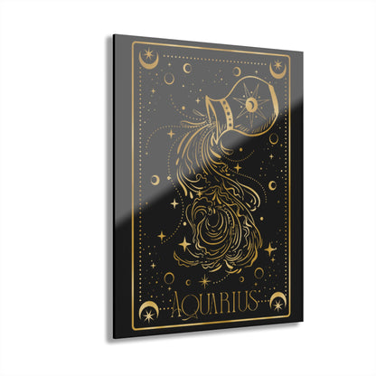 Aquarius Zodiac Astrology Acrylic Print, Aquarius Art Decor, Zodiac Wall Art, Modern Home Decor, Celestial Print, Starry Night Decor