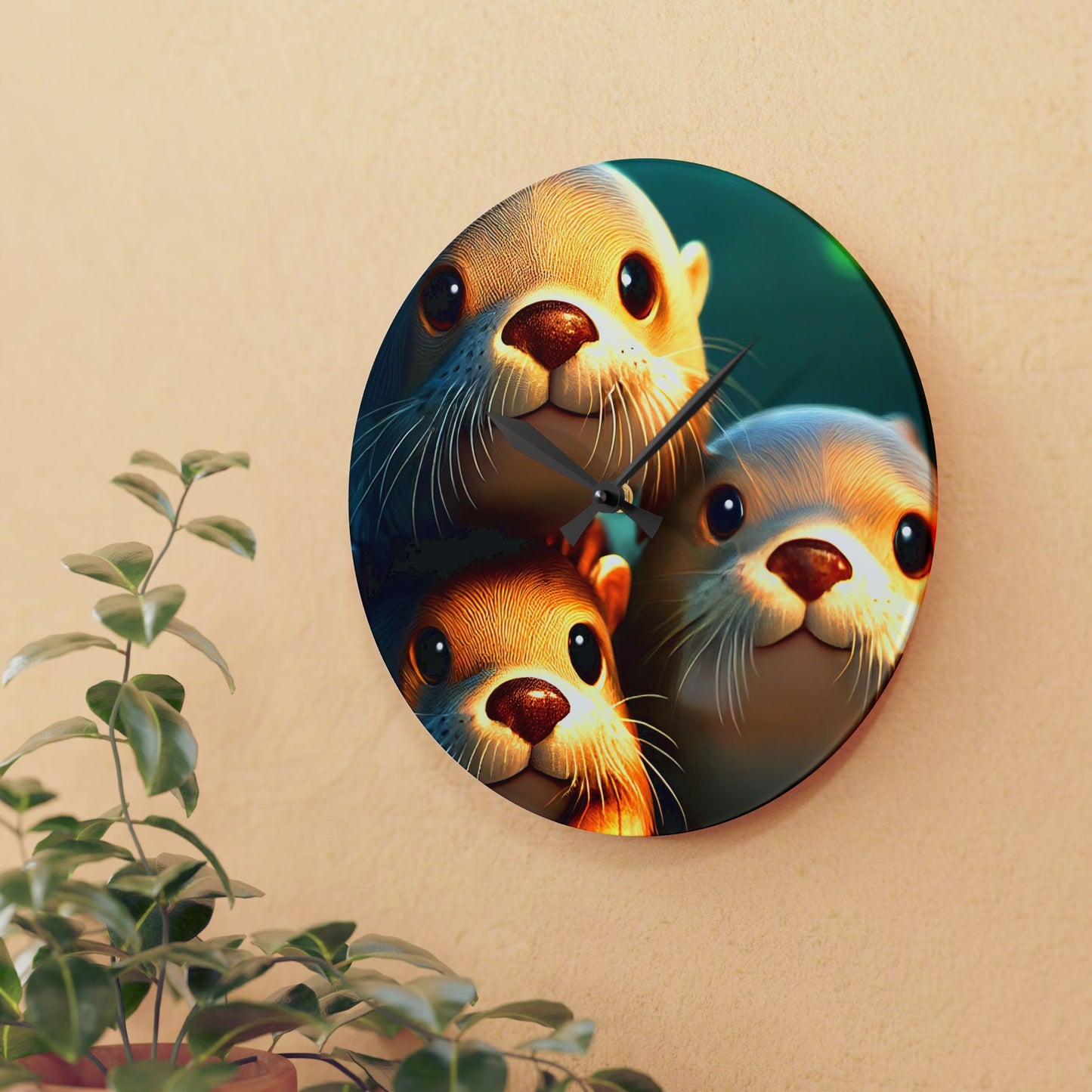Cute Otter Acrylic Wall Clock, Adorable Home Décor, Unique Gift for Animal Lovers, Kids Room, Nature Enthusiasts, Birthday Decor