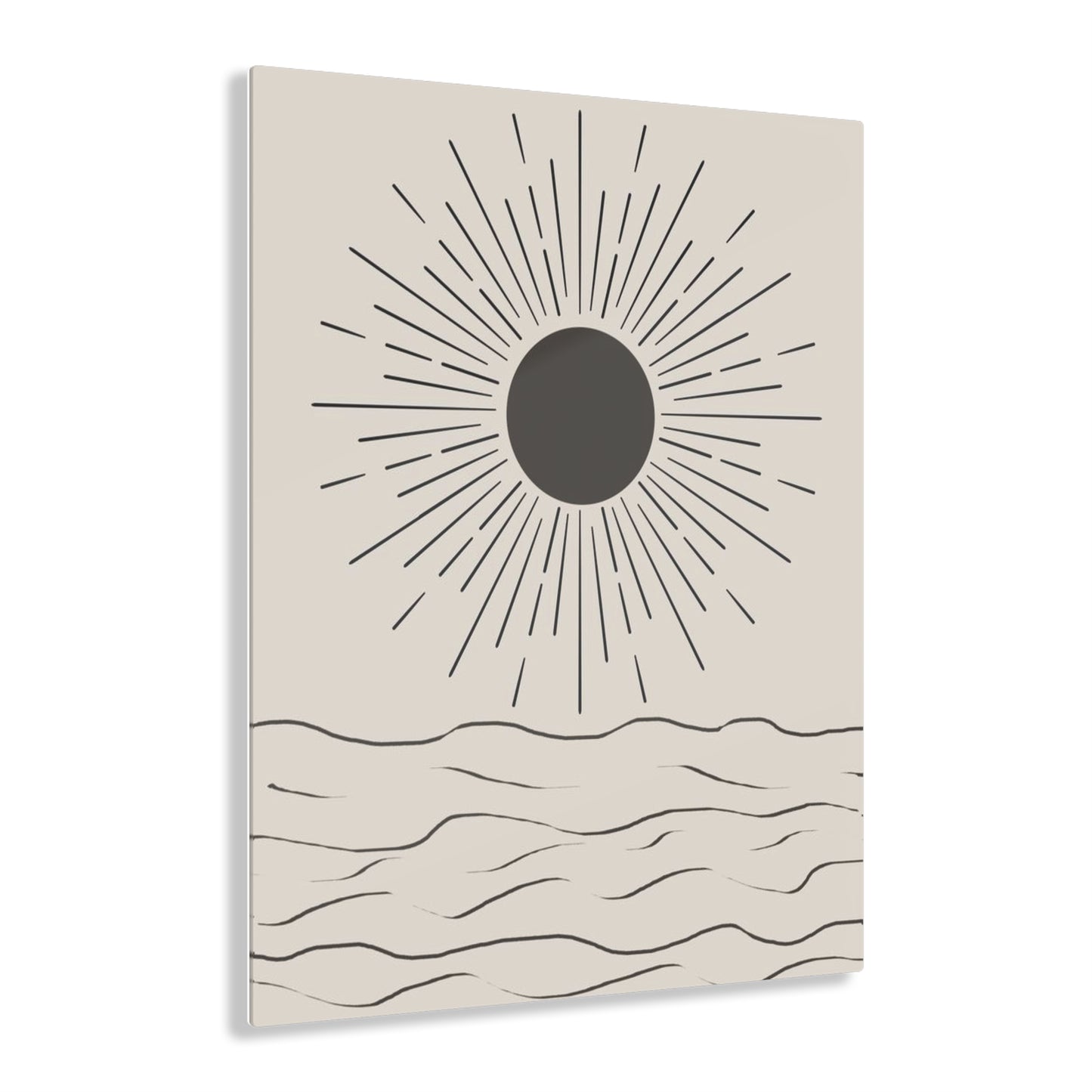 Boho Sun - Minimalist Acrylic Wall Art Print, Modern Sun and Waves Decor, Coastal Room Accent, Gift for Beach Lovers, Wall Decor for Home