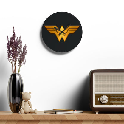 Wonder Woman Acrylic Wall Clock, Superhero Decor, Gift for Her, Unique Wall Art, Home Decor
