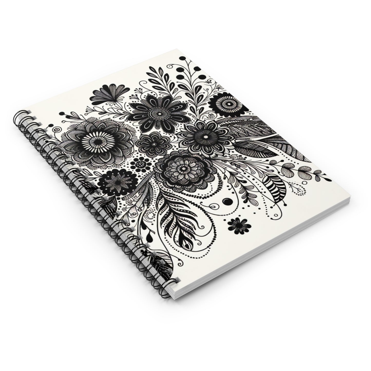 Floral Spiral Notebook - Ruled Pages, Bohemian Decor Notebook, Gift for Writers, Nature Lovers Journal, Doodle Sketchbook, School Supplies