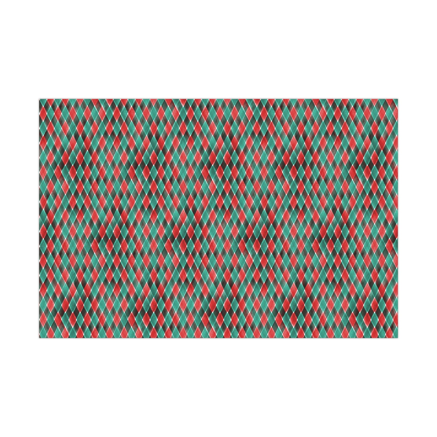 Wrapping Paper, Green and Red Chevron Plaid Christmas Gift Wrap Roll, Holiday Packaging Supplies, Festive Gift Wrap Sheets, Xmas Present