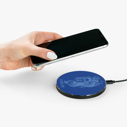 Gorgon Wireless Charger Blue - Aesthetic Fast Charging Pad, Unique Desk Decor, Gifts for Her, Medusa Design, Home Office Accessory