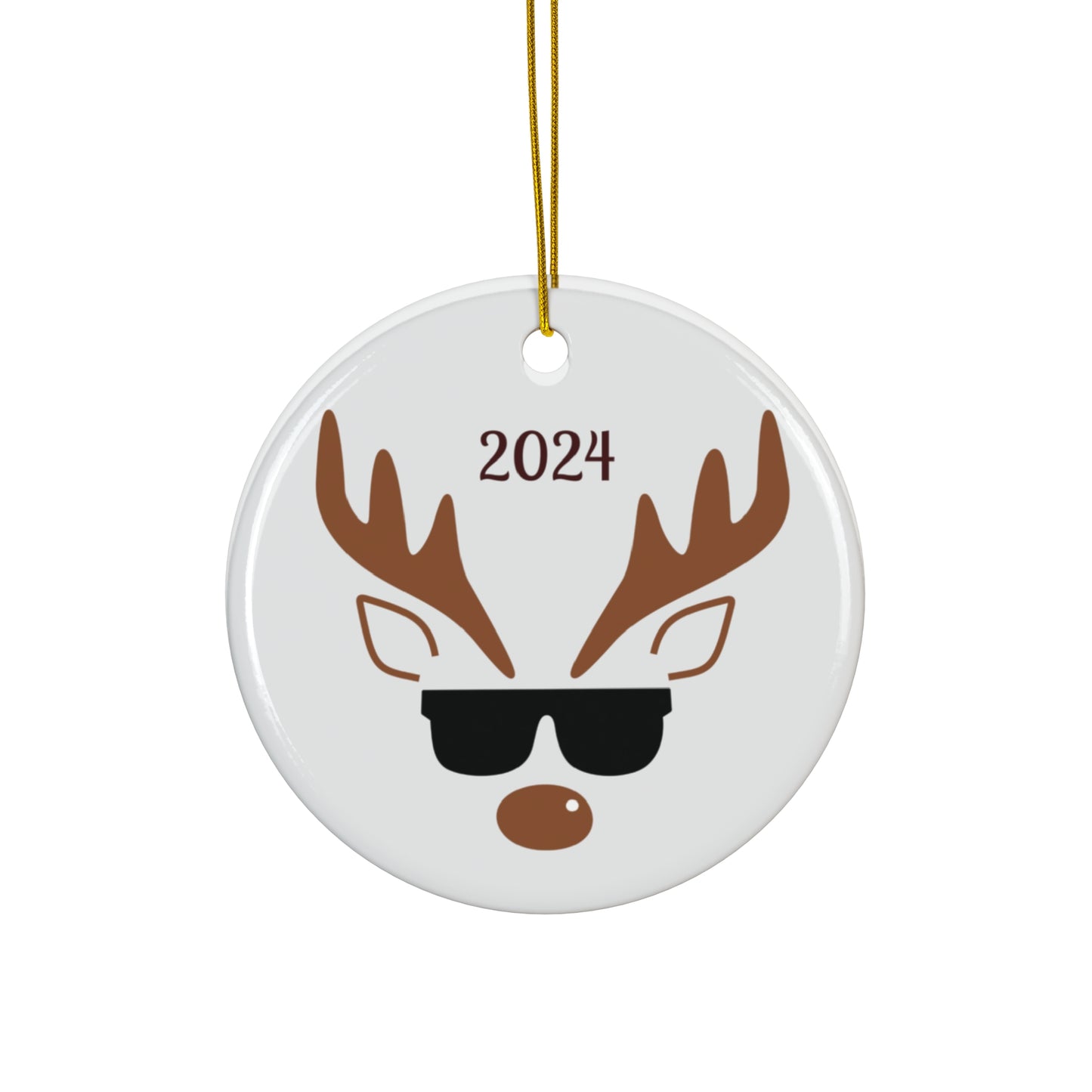 Cool Reindeer Ceramic Ornament | Fun Holiday Decor, Unique Gift, Christmas Tree Decoration, 2024 Celebration, Festive Keepsake