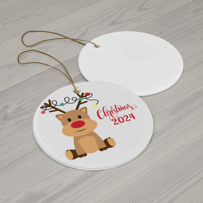 Cute Reindeer Christmas Ornament Set, Fun Holiday Decor, Home Christmas Decor, 2024 Keepsake Ornament, Perfect Gift for Kids, Family