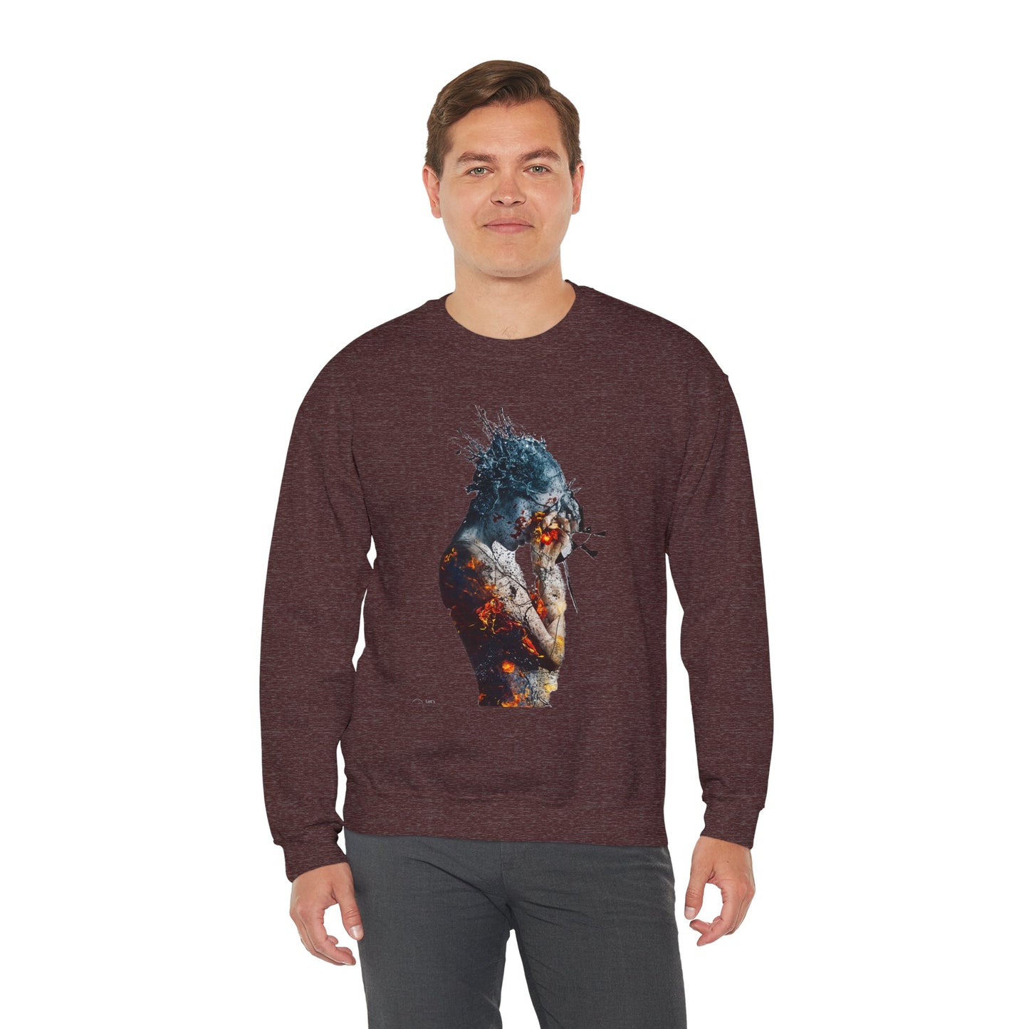 Introspective Artistic Nature-Inspired Crewneck Sweatshirt - Cozy Unisex Gift, Art Lover Sweatshirt, Casual Wear, Unique Gift for Her/Him