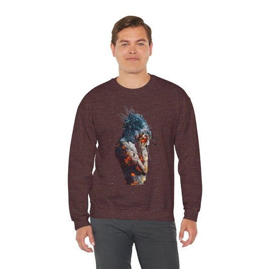 Introspective Artistic Nature-Inspired Crewneck Sweatshirt - Cozy Unisex Gift, Art Lover Sweatshirt, Casual Wear, Unique Gift for Her/Him