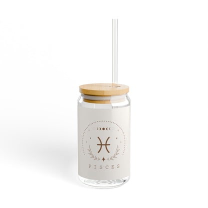 Pisces Sipper Glass, Zodiac Drinkware, Astrology Gift, Eco-Friendly Cup, 16 oz Water Glass, Birthday Present, Home Barware