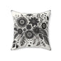 Boho Floral Throw Pillow, Unique Home Decor, Soft Cushion for Living Room, Gifts for Her, Black and White Design