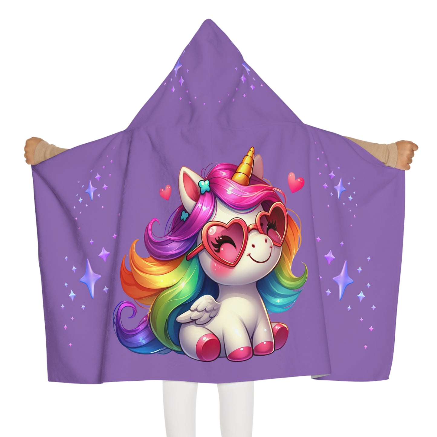 Purple Unicorn Youth Hooded Towel, Cute Bath Towel, Kids Swim Towel, Rainbow Gifts, Toddler Waterwear, Cute Animal Towel