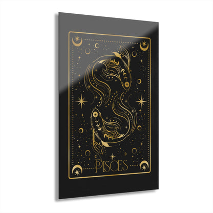 Pisces Zodiac Acrylic Print, Zodiac Wall Art, Horoscope Decor, Elegant Home Decor, Astrology Gift, Modern Wall Hanging