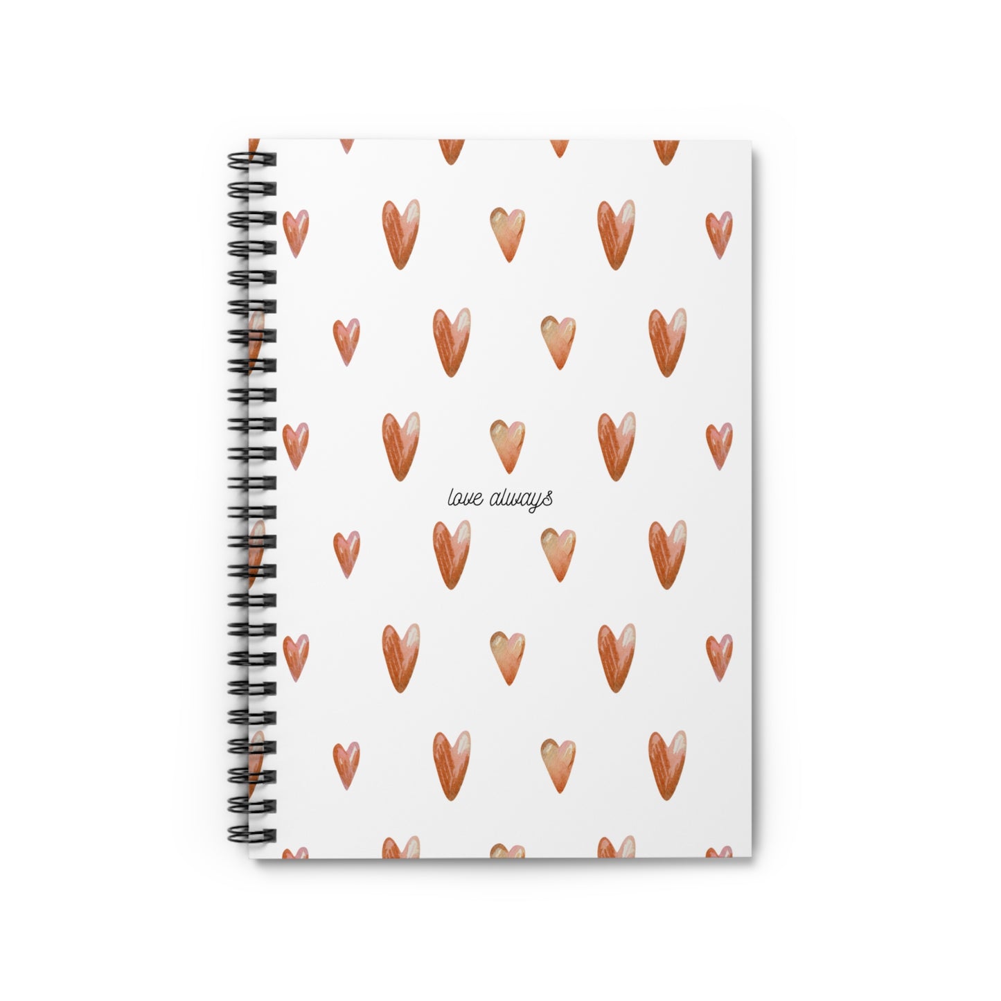 Heart Pattern Spiral Notebook - Love Always, Cute Journal, Gift for Students, Wedding Planner, Valentine's Day Gift