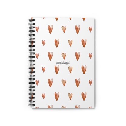 Heart Pattern Spiral Notebook - Love Always, Cute Journal, Gift for Students, Wedding Planner, Valentine's Day Gift