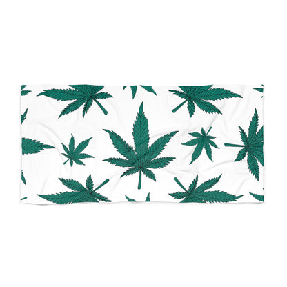 Tropical Vibe Beach Towel, Cannabis Leaf Print Towel, Summer Accessory, Perfect for Beach Days, Poolside, Festivals