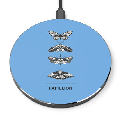 Butterfly Design Blue Wireless Charger - Eco-Friendly Phone Charger, Fast Charging Pad, Gift for Nature Lovers, Home Decor, Papillion