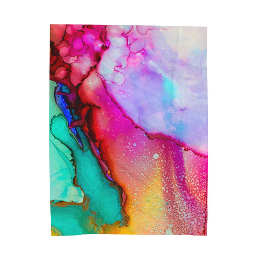 vibrant velveteen plush blanket, cozy throw, soft wall art, colorful bedspread, gift for her, home decor, relaxation