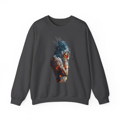Introspective Artistic Nature-Inspired Crewneck Sweatshirt - Cozy Unisex Gift, Art Lover Sweatshirt, Casual Wear, Unique Gift for Her/Him