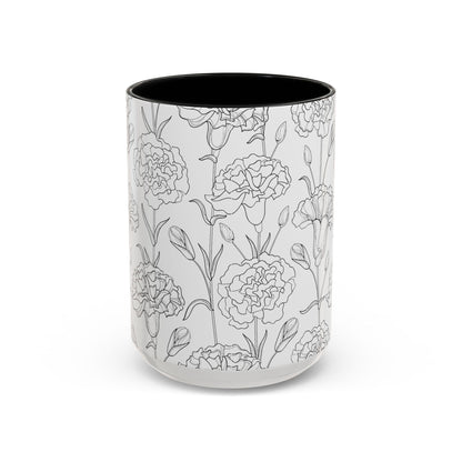 Floral Printed Coffee Mug, Stylish Drinkware for Home, Gift for Plant Lovers, Elegant Office Accessory, Mothers Day Present, Tea Cup