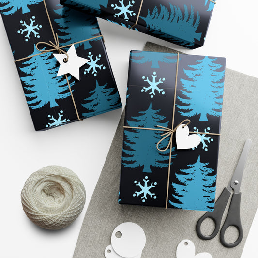 Winter Wonderland Gift Wrap Papers, Blue Christmas Wrapping Paper, Holiday Gift Wrap, Eco-Friendly Wrapping, Snowflake Design