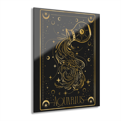 Aquarius Zodiac Astrology Acrylic Print, Aquarius Art Decor, Zodiac Wall Art, Modern Home Decor, Celestial Print, Starry Night Decor