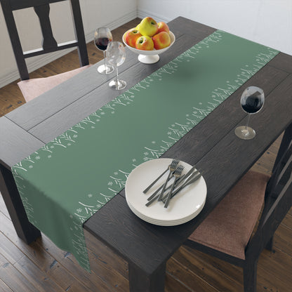 Christmas Themed Green Classy Table Runner - Perfect for Christmas Dinner or Holiday Parties (Cotton, Poly)